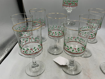 Christmas Holly Wine Glasses - Set of 10