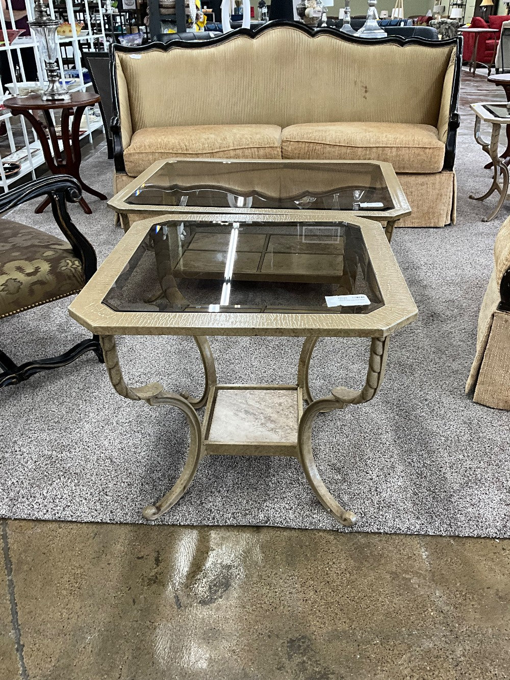 Gold & Glass Inlay End Table