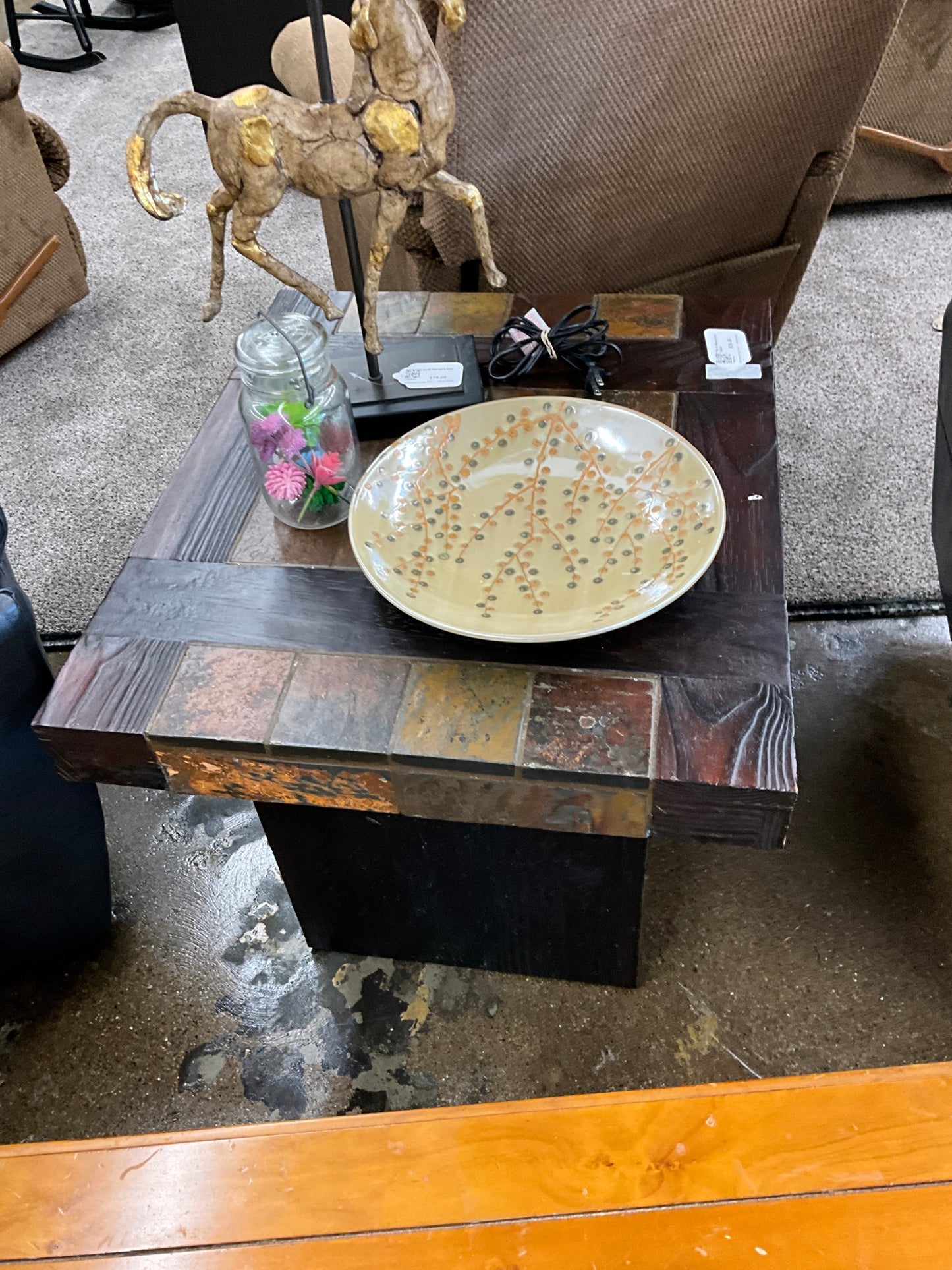 Tile & Wood End Table