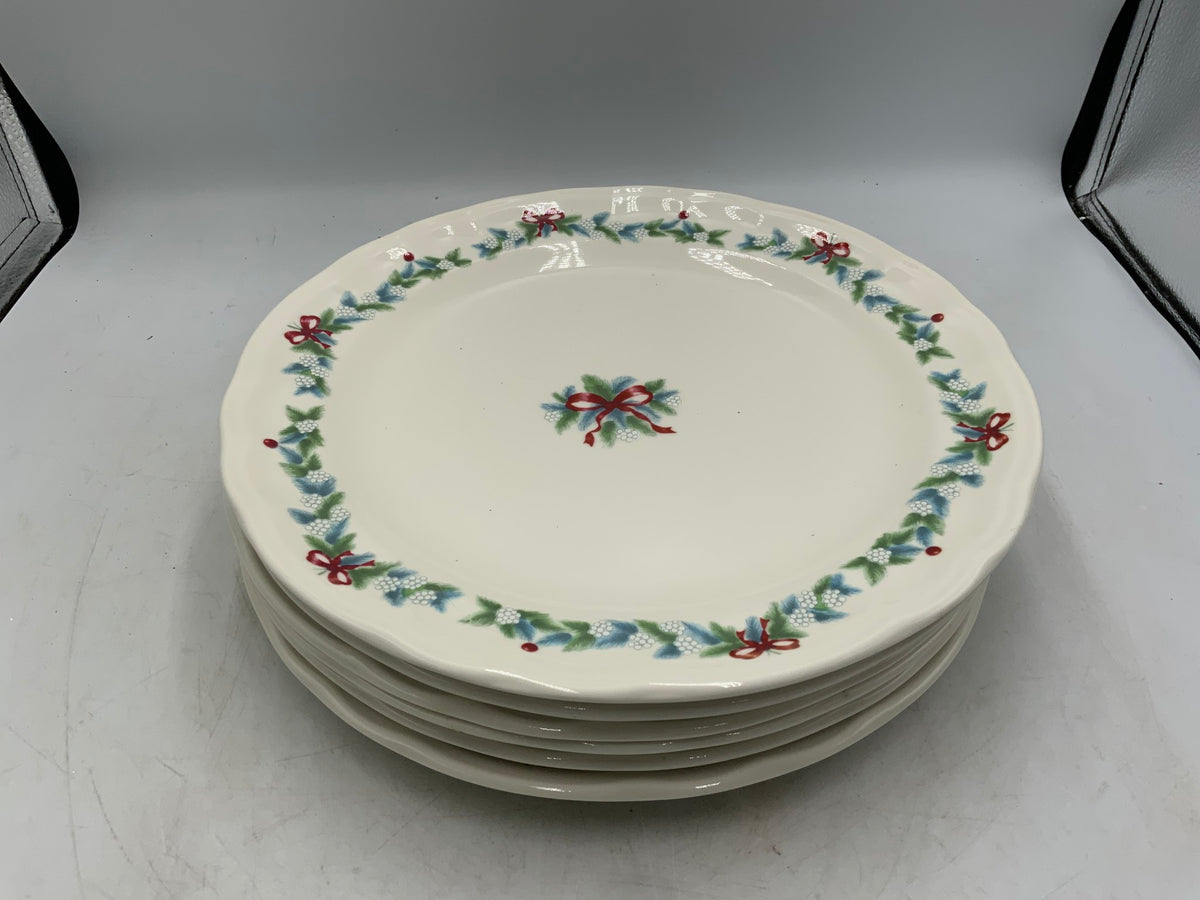 Pfaltzgraff Red Ribbon Set of 6 Plates