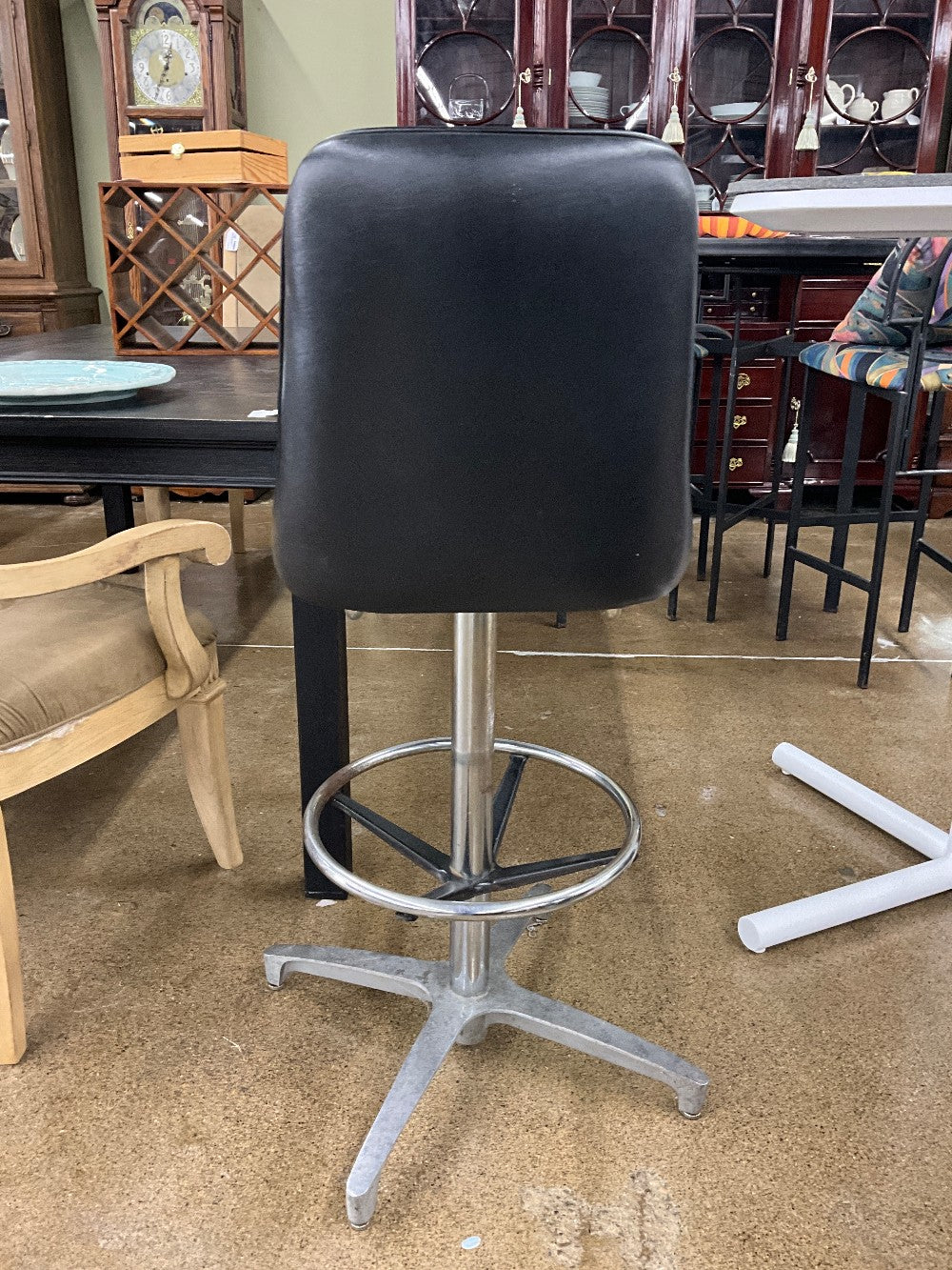 Vtg Leather Bar Stool