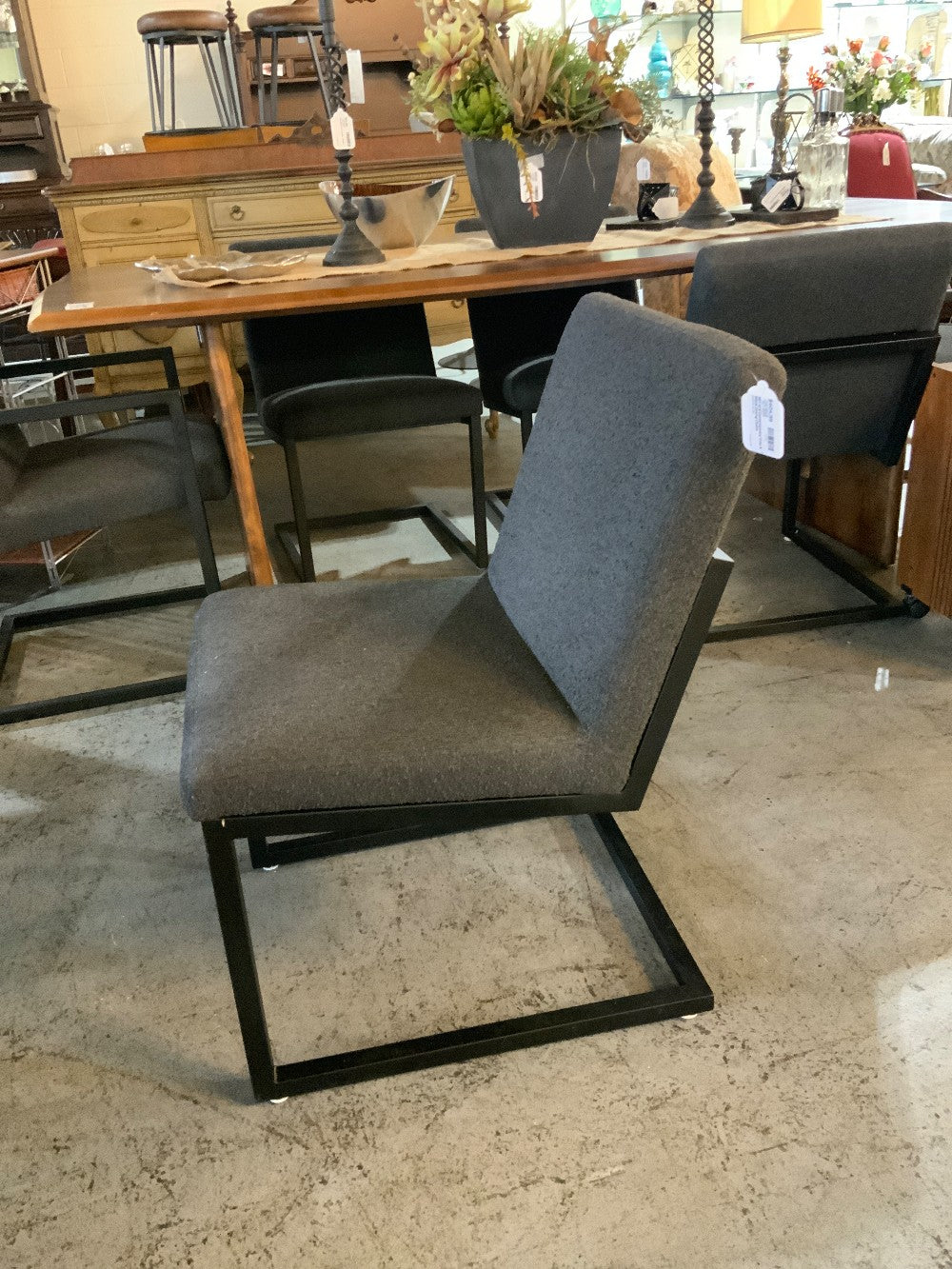 SET of 6 Contemporary Grey & Black Dining Chairs