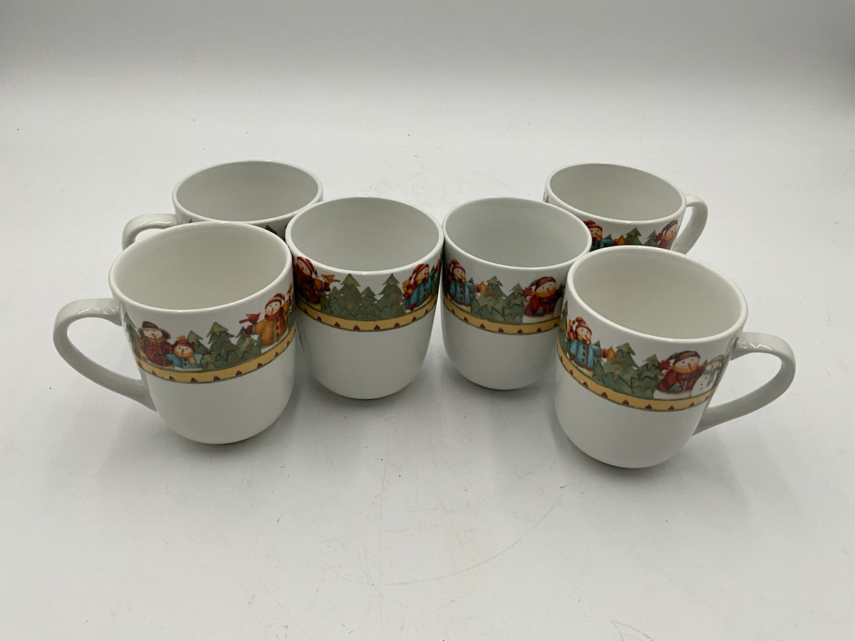 Gibson Frolic Snowman Service for 6 Dish Set