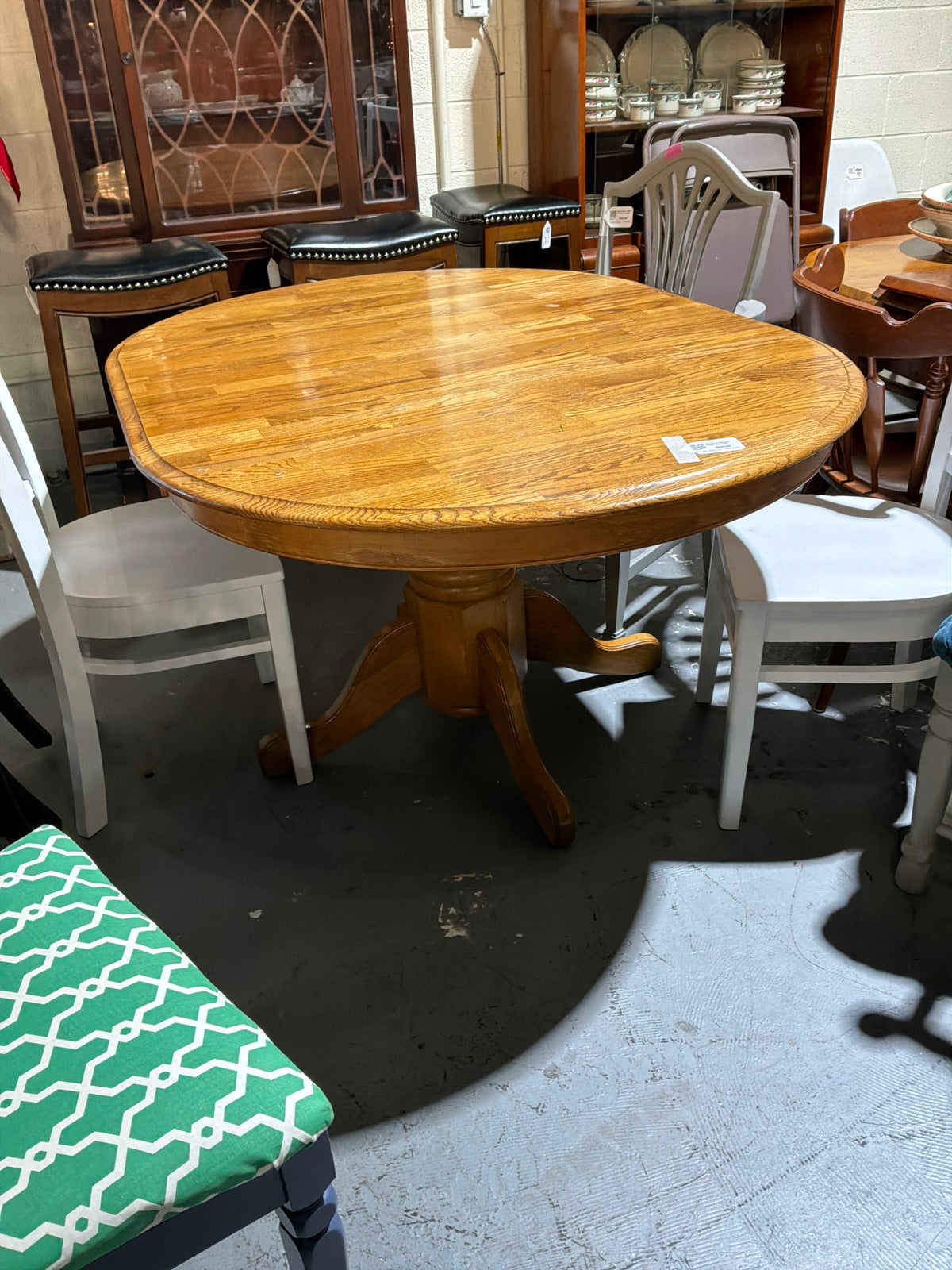 Wood Pedestal Table w/ Leaf
