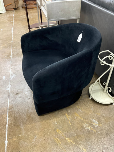 Black Round Sued Side Chair