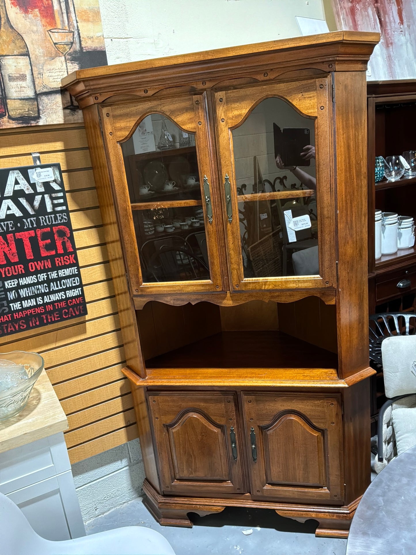 Large Wood Corner Hutch