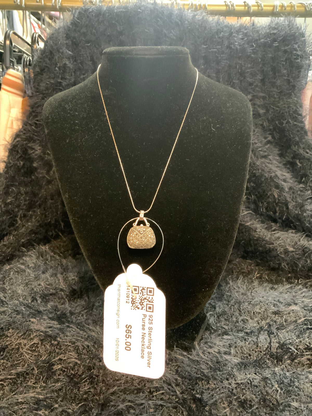 925 Sterling Silver Purse Necklace