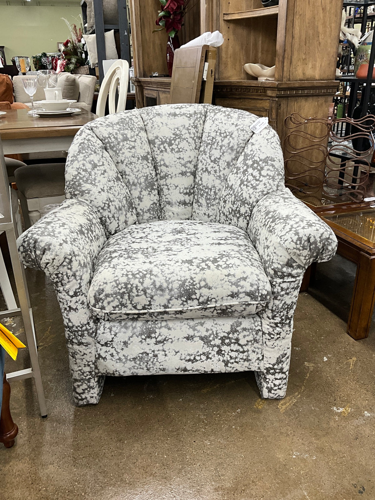 Grey & White Barrel Chair