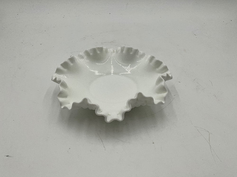 Fenton Milk Glass Ruffled Bowl