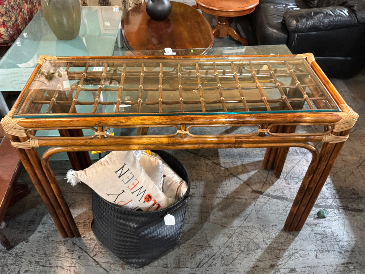 Bamboo/ Glass Sofa Table