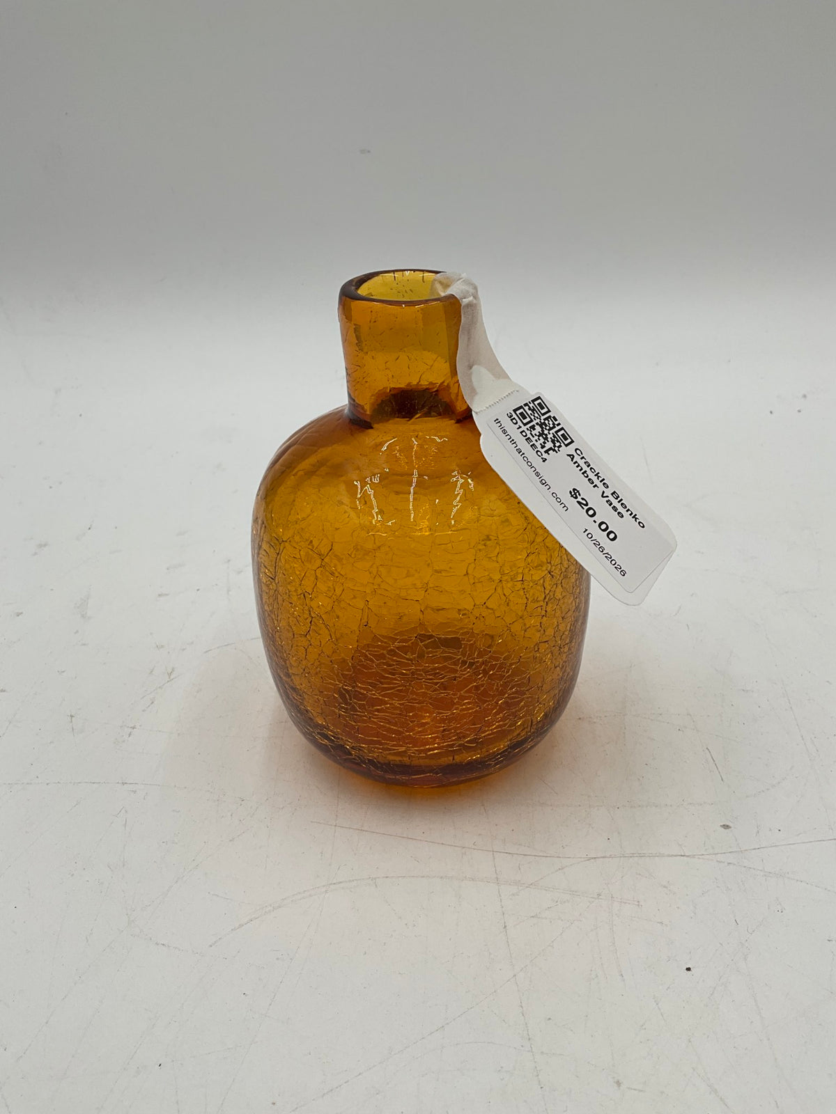 Crackle Blenko Amber Vase