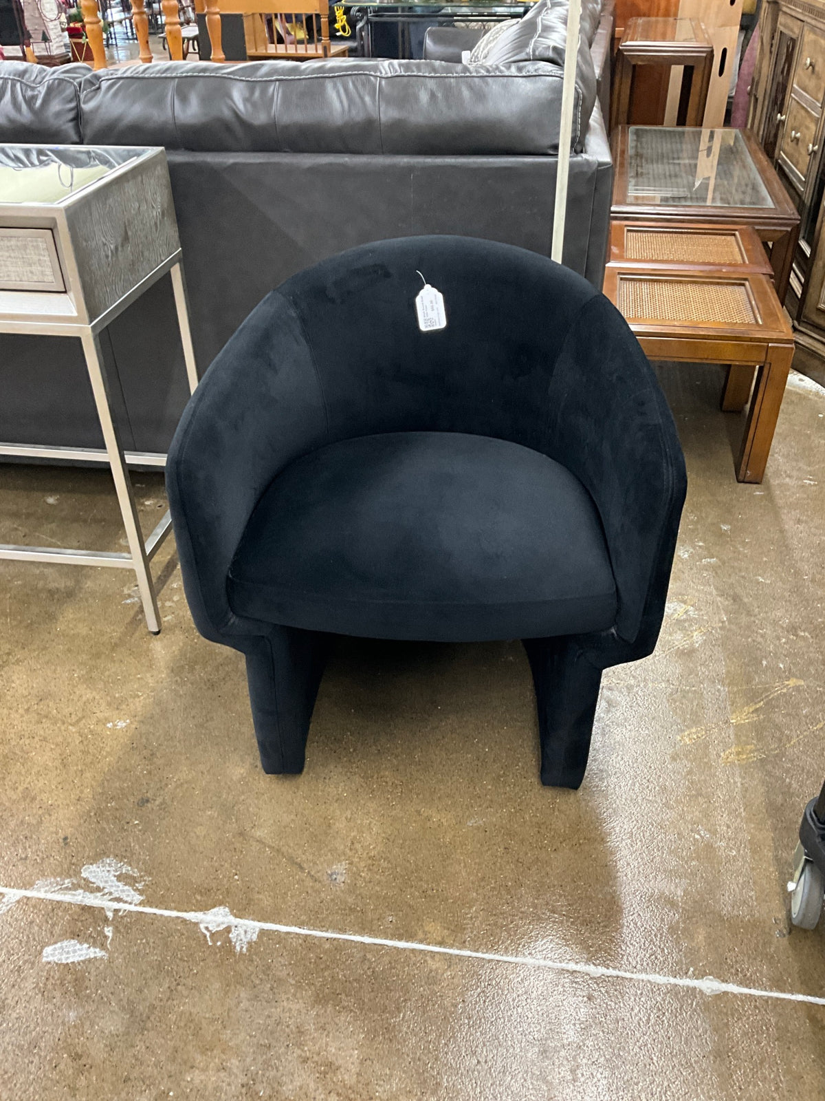 Black Round Sued Side Chair