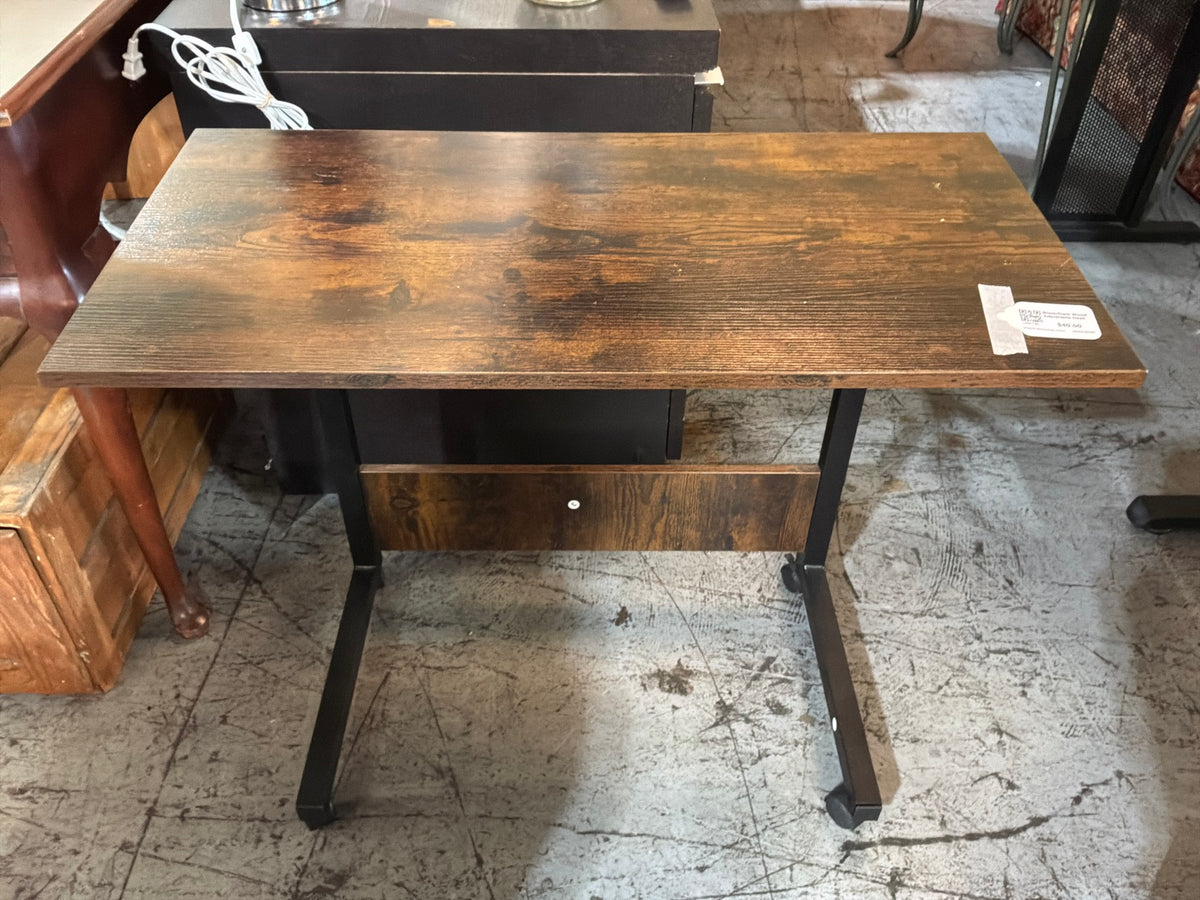 Black/Dark Wood Adjustable Desk