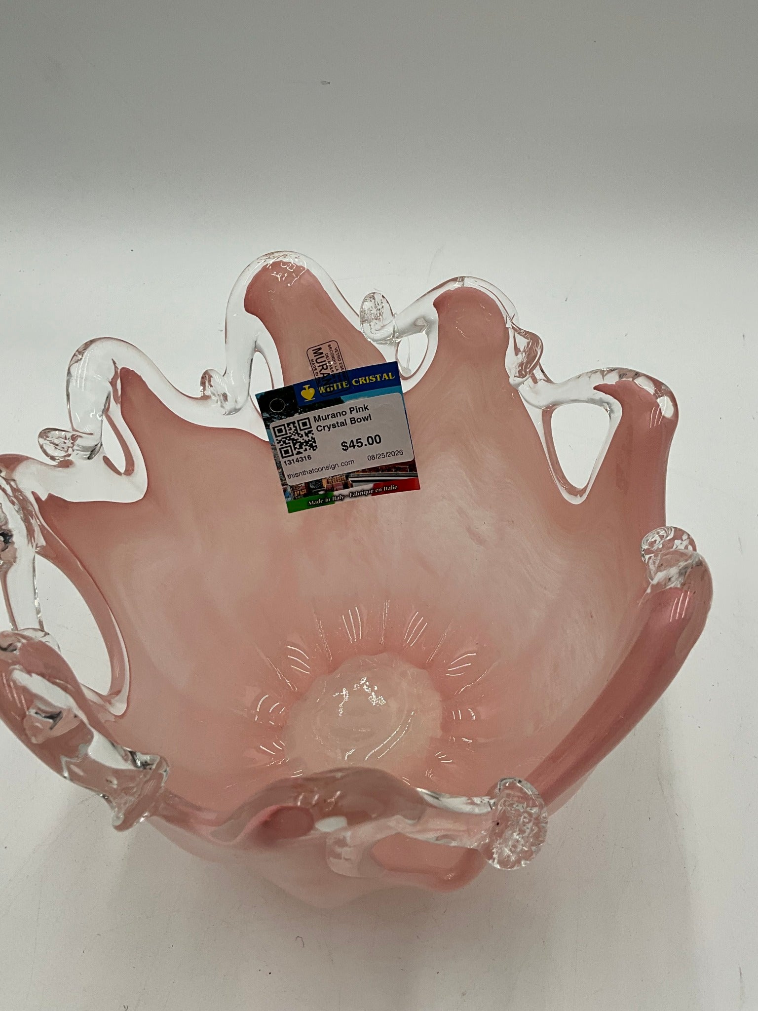 Murano Pink Crystal Bowl